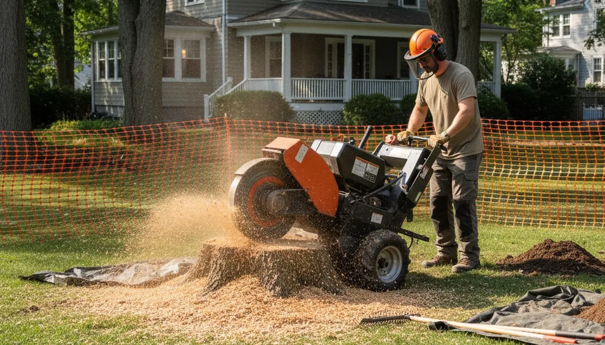 Professional stump grinding service removing tree stumps in Collingswood, NJ near Philadelphia, PA